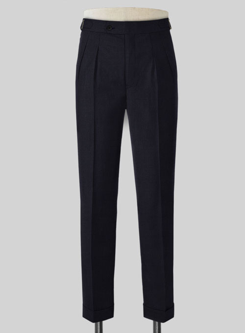 Napolean Stretch Navy Blue Highland Wool Trousers