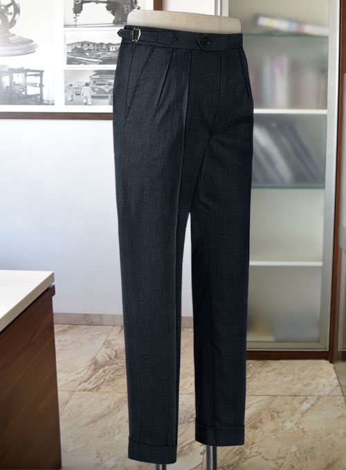Napolean Stretch Sailor Blue Highland Wool Trousers - Click Image to Close