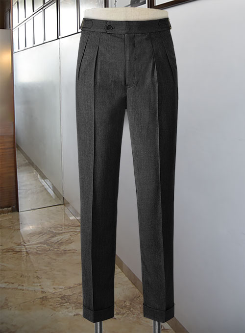 Devon' Flat Front Lower Rise Super 120's Wool Serge Pant in Charcoal by  Zanella - Hansen's Clothing