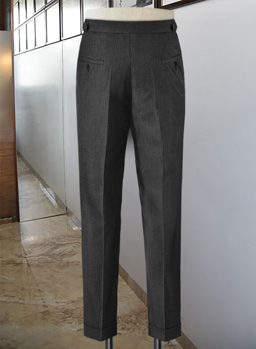 Napolean Stretch Charcoal Highland Wool Trousers - Click Image to Close