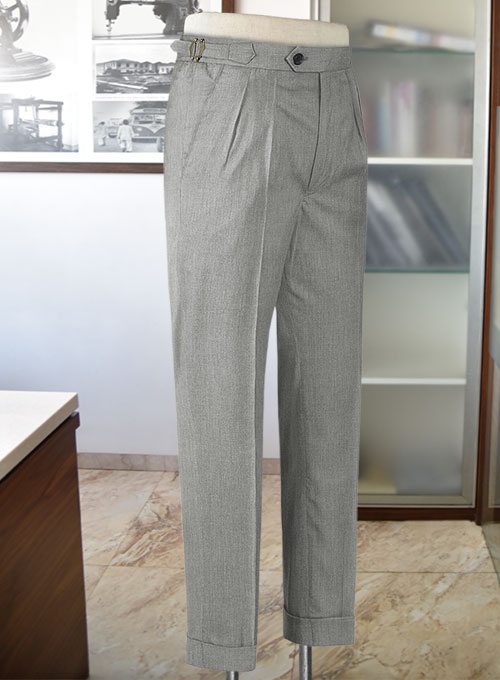 Napolean Stretch Gray Highland Wool Trousers - Click Image to Close