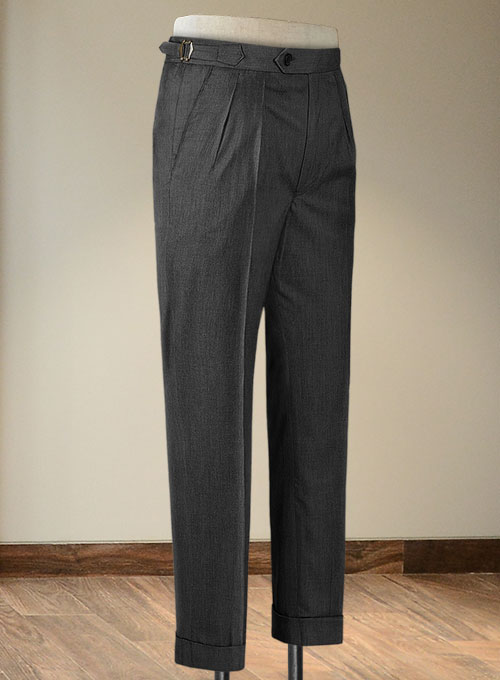 Napolean Stretch Dark Gray Highland Wool Trousers - Click Image to Close