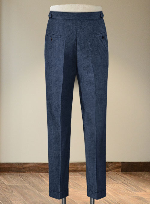 Napolean Stretch Imperial Blue Highland Wool Trousers - Click Image to Close