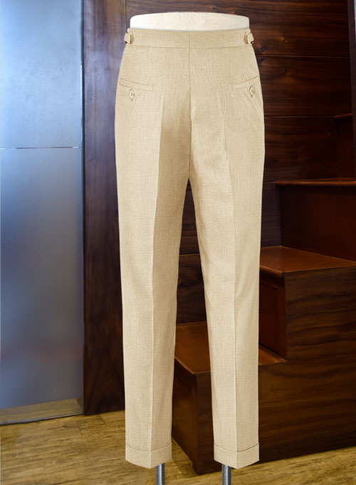 Napolean Stretch Khaki Highland Wool Trousers
