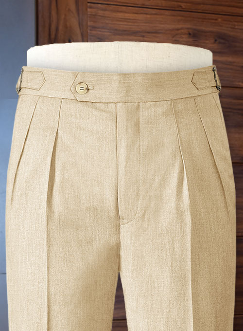 Napolean Stretch Khaki Highland Wool Trousers - Click Image to Close