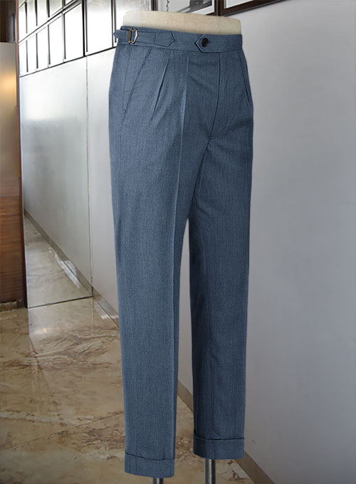 Napolean Stretch Pacific Blue Highland Wool Trousers