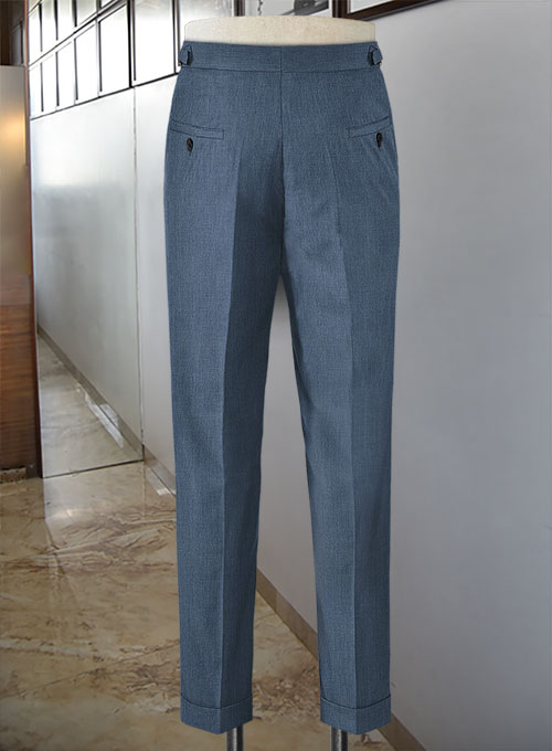 Napolean Stretch Pacific Blue Highland Wool Trousers - Click Image to Close