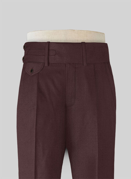 Napolean Wine Double Gurkha Wool Trousers