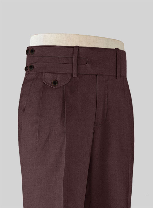 Napolean Wine Double Gurkha Wool Trousers