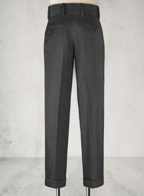 Napolean Sharkskin Charcoal Double Gurkha Wool Trousers