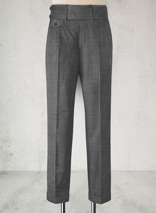 Bennett Double Pleated Super 120s Wool Flannel Trouser in Tan and Grey