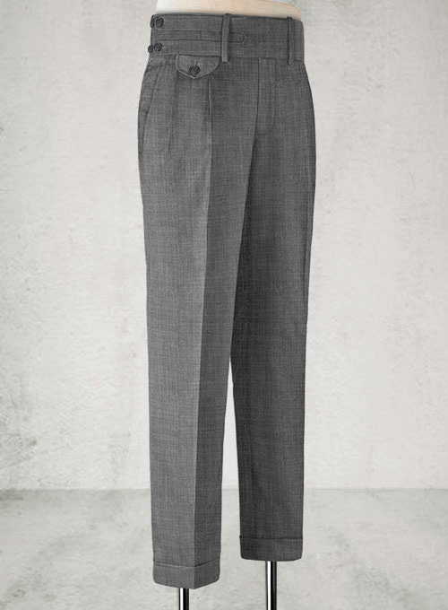 Napolean Sharkskin Gray Double Gurkha Wool Trousers - Click Image to Close