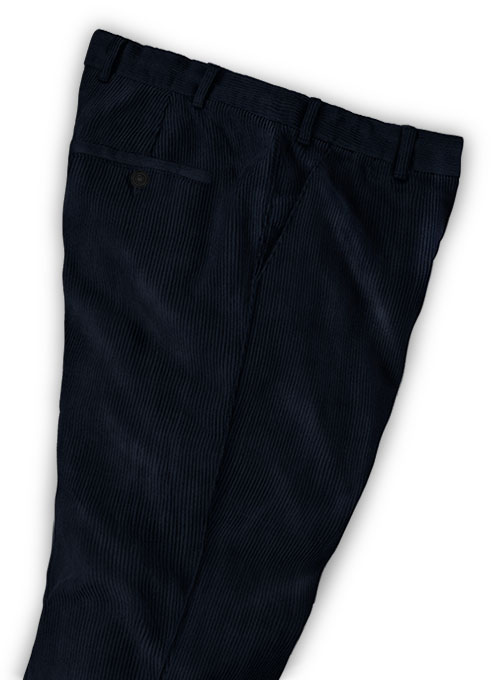 Navy Blue Thick Corduroy Trousers - 8 Wales