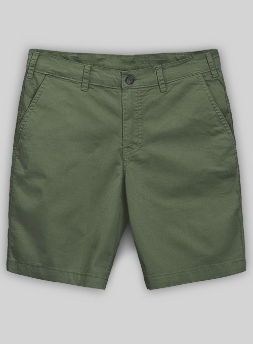 Olive Green Cotton Shorts