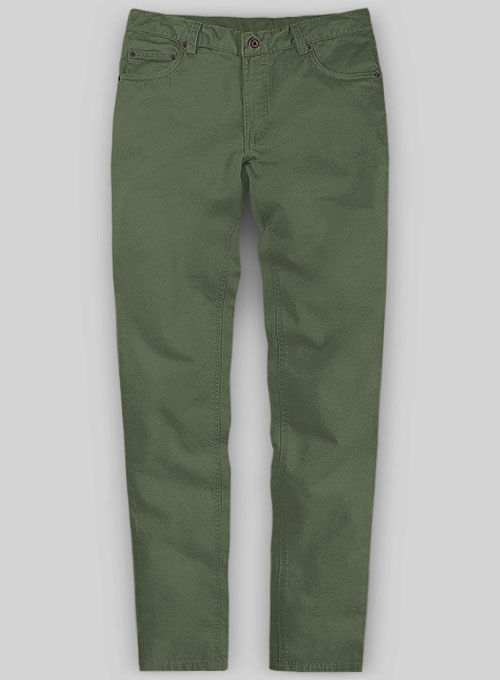 Olive Green Cotton Chino Jeans