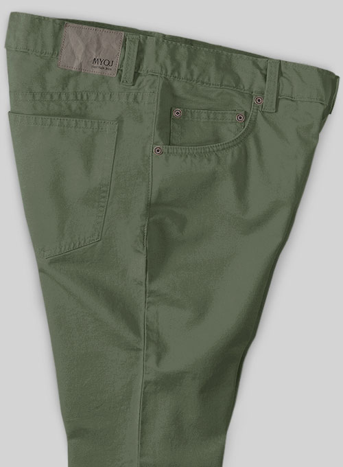 Olive Green Cotton Chino Jeans - Click Image to Close