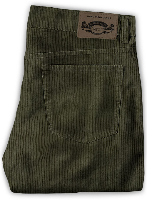 Olive Thick Corduroy Jeans - 8 Wales