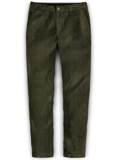 Olive Thick Corduroy Trousers - 8 Wales