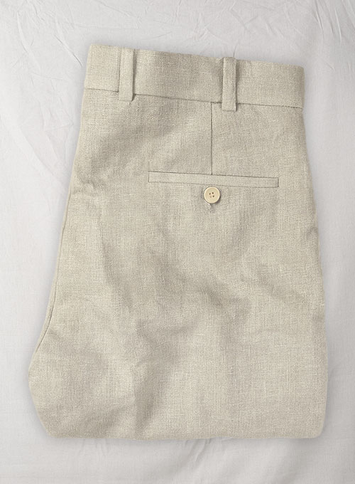 Pure Barn Beige Linen Pants - Click Image to Close