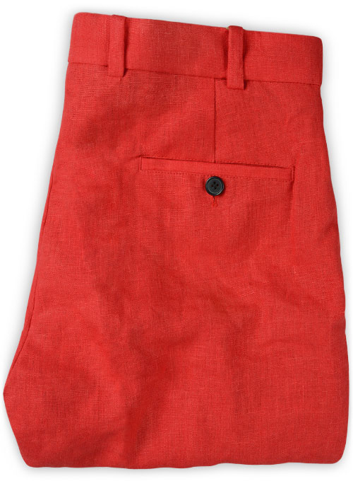 Pure Red Linen Pants