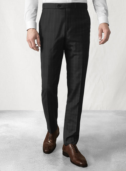 Reda Black Stripes Wool Pants - Click Image to Close