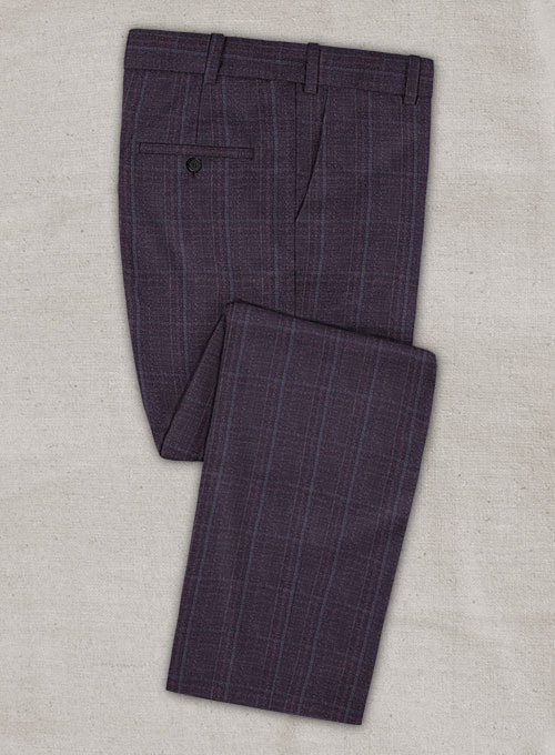 Reda Eggplant Checks Wool Pants