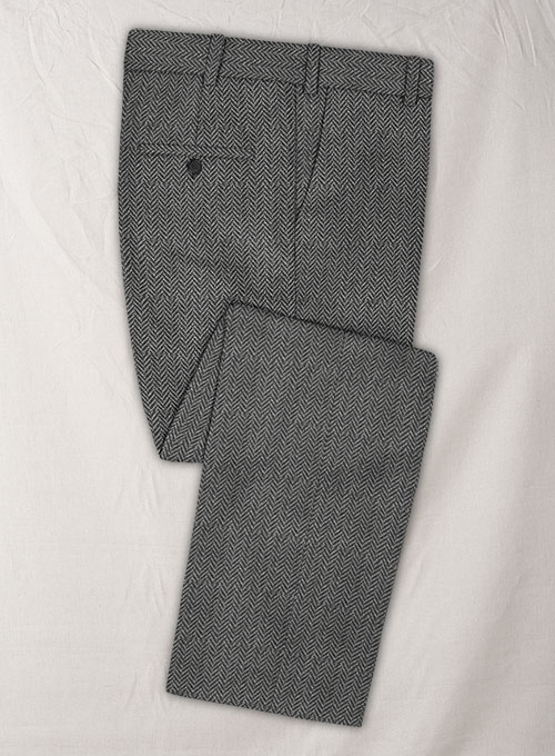Reda Dark Gray Herringbone Tweed Pants