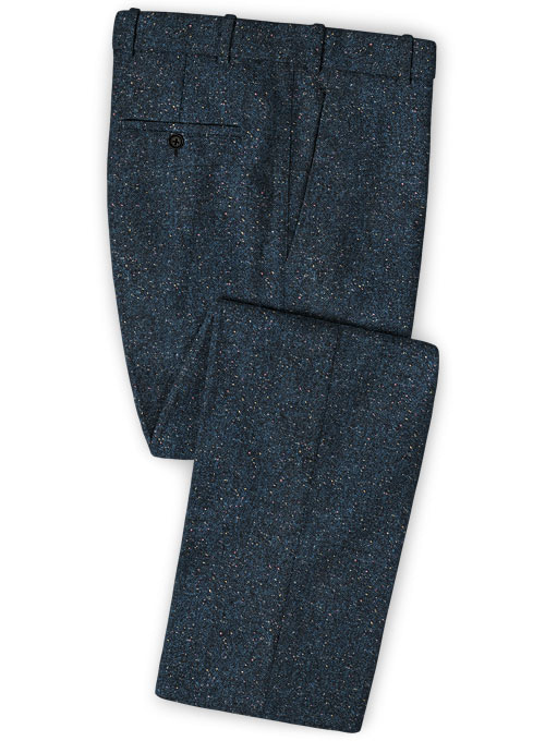 Blue Donegal Tweed Trousers, Mens