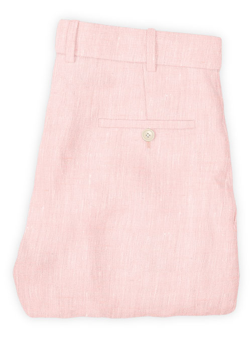 Roman Light Pink Linen Pants - Click Image to Close