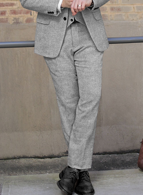 Rope Weave Light Gray Tweed Pants - Click Image to Close