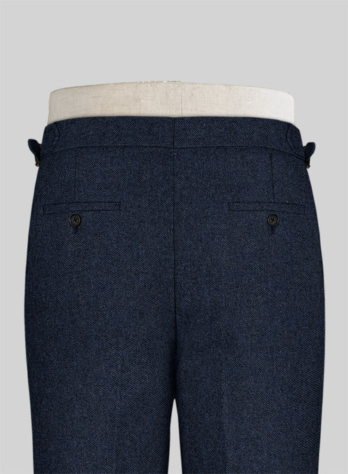 Royal Blue Denim Tweed Highland Trousers - Click Image to Close