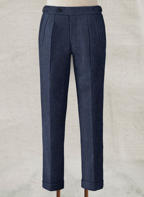 Royal Blue Denim Highland Tweed Trousers