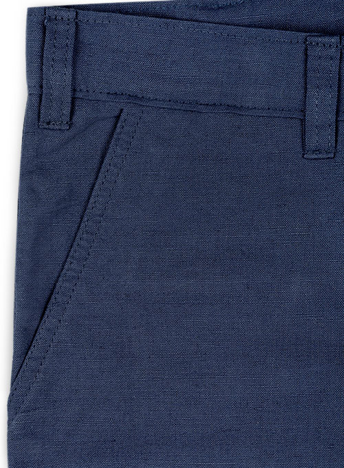 Safari Royal Blue Cotton Linen Shorts