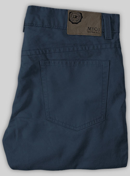 Royal Blue Feather Cotton Canvas Stretch Jeans