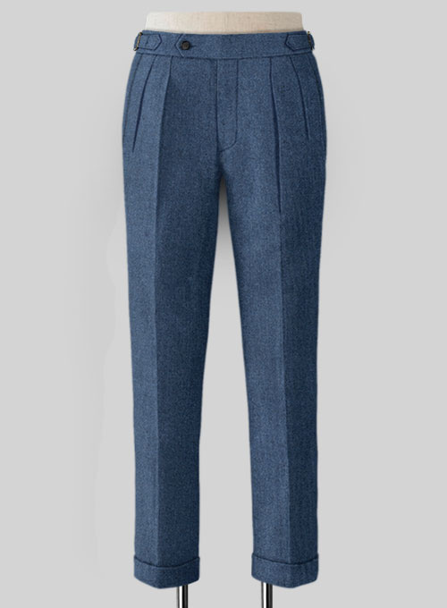 Rope Weave Persian Blue Highland Tweed Trousers