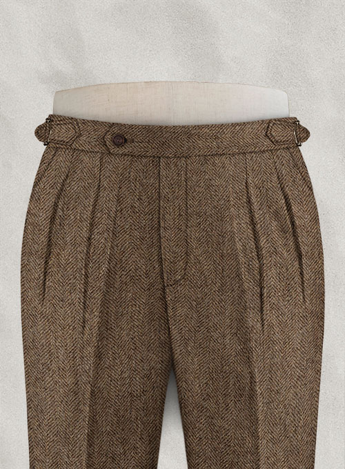 Rust Herringbone Highland Tweed Trousers - Click Image to Close