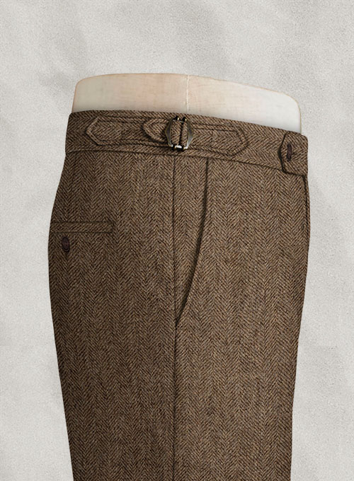 Rust Herringbone Highland Tweed Trousers - Click Image to Close