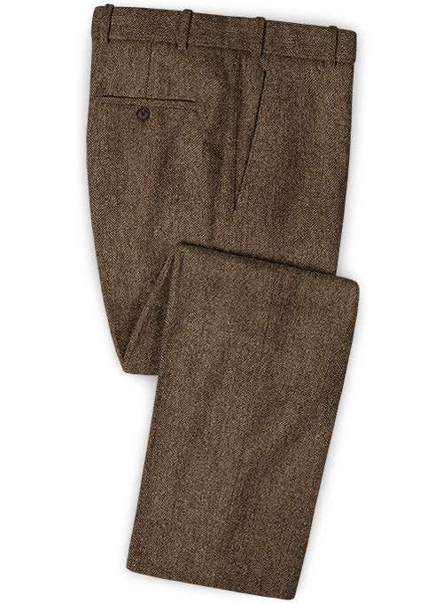 Rust Herringbone Tweed Pants