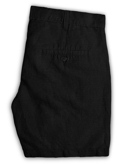 Safari Black Cotton Linen Shorts