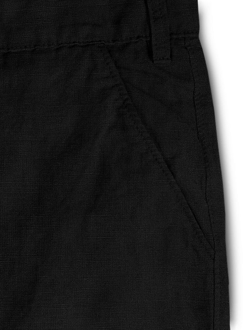 Safari Black Cotton Linen Shorts
