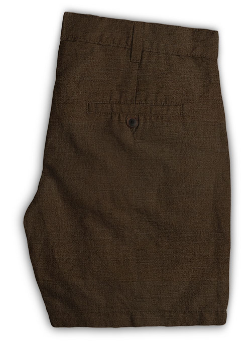 Safari Brown Cotton Linen Shorts
