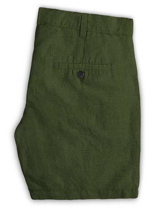 Safari Olive Green Cotton Linen Shorts