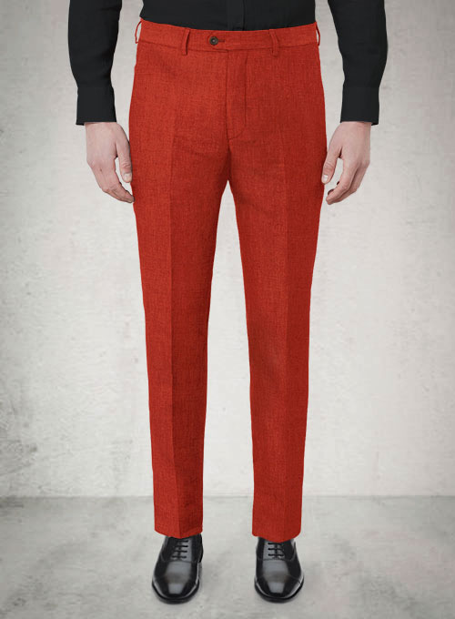 Safari Red Cotton Linen Pants