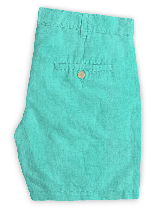 Safari Teal Blue Cotton Linen Shorts