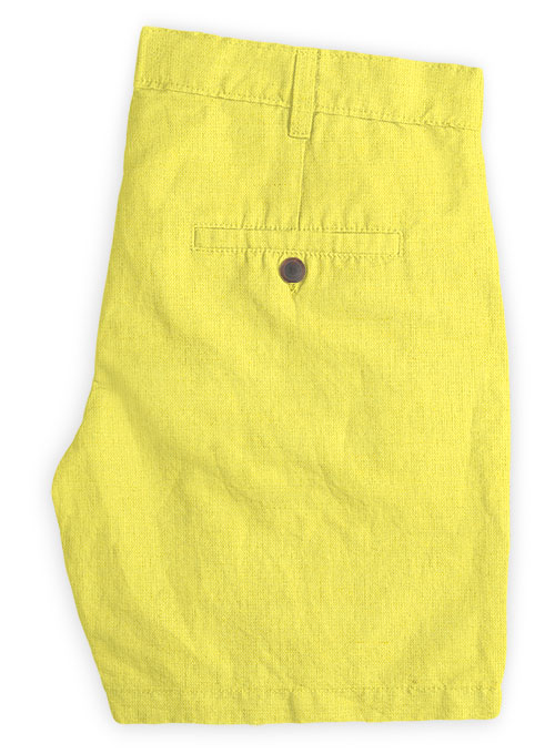 Safari Yellow Cotton Linen Shorts