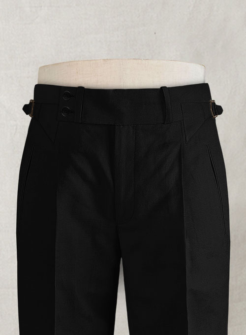 Safari Black Cotton Linen Heritage Trousers