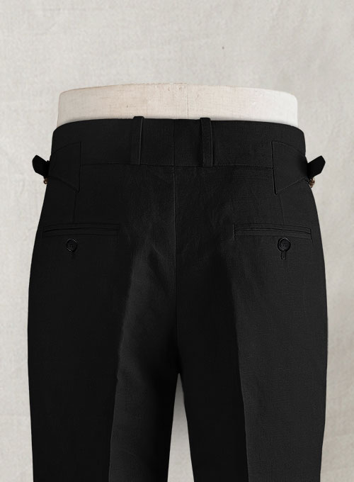 Safari Black Cotton Linen Heritage Trousers