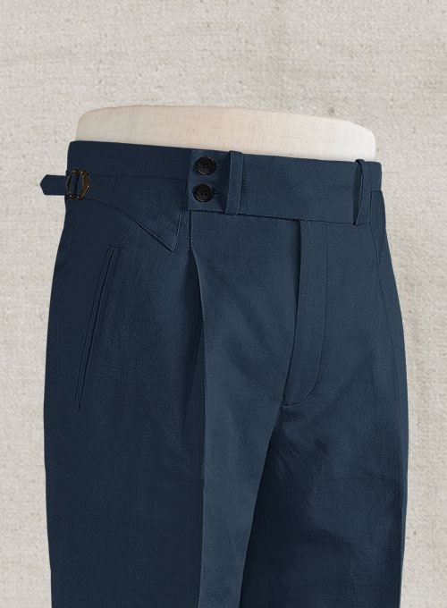 Safari Blue Cotton Linen Heritage Trousers