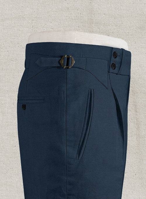 Safari Blue Cotton Linen Heritage Trousers