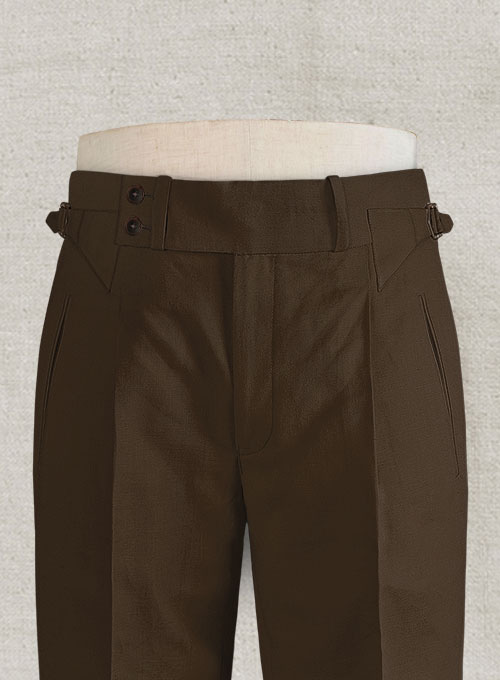 Safari Brown Cotton Linen Heritage Trousers